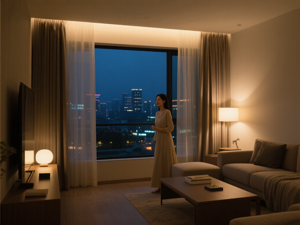 智博1919:打造充满科技感的未来智慧家庭空间 李女士还分享了一个小技巧:每晚都会预先设定灯光与窗